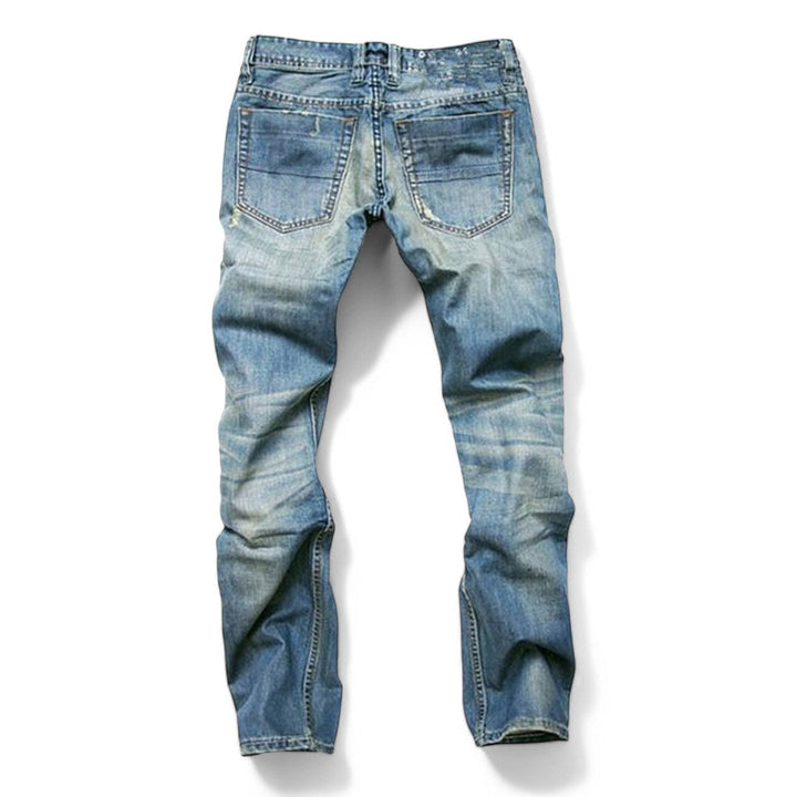 Comfortable men's straight leg denim jeans. Classic fit pants designed for daily casual wear & long-lasting style.