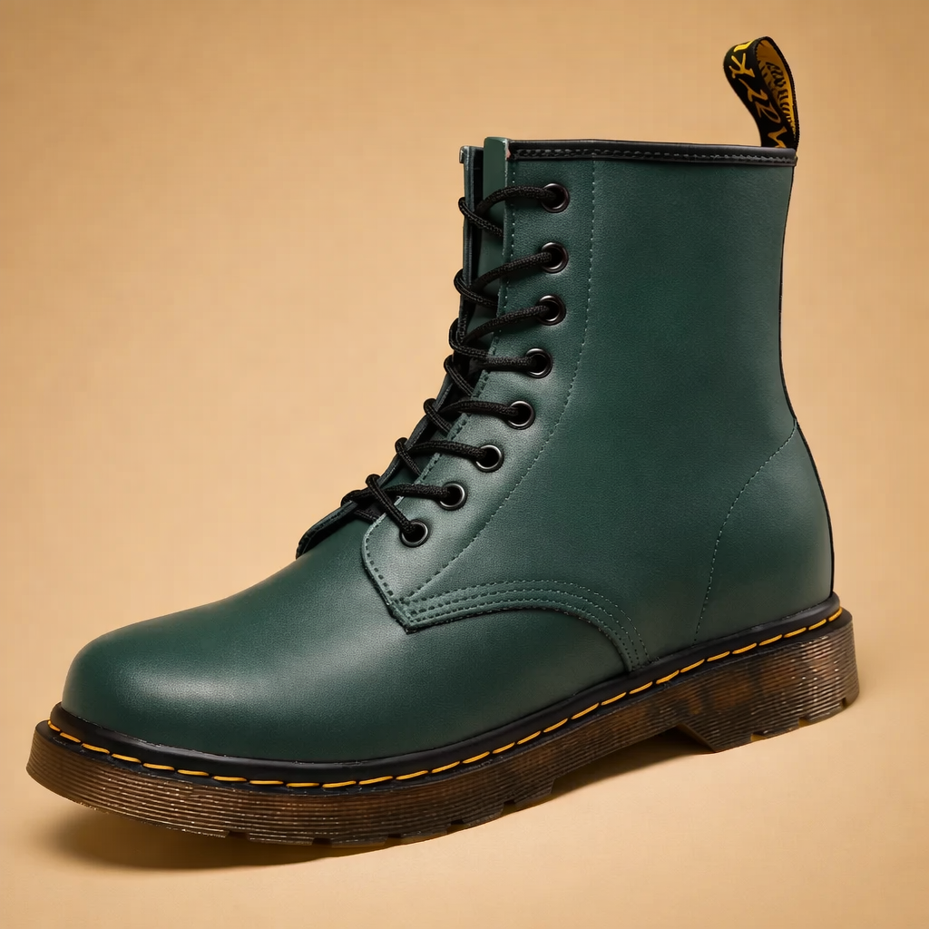 Durable men's lace-up combat boots, perfect for winter rugged style. Comfortable urban footwear.