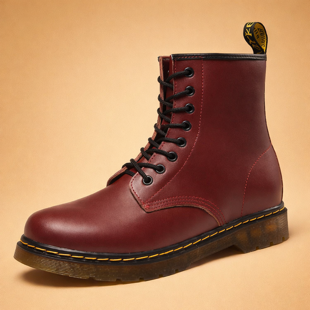 Classic men's lace-up combat boots, durable & comfortable. Rugged ankle footwear for versatile street style.