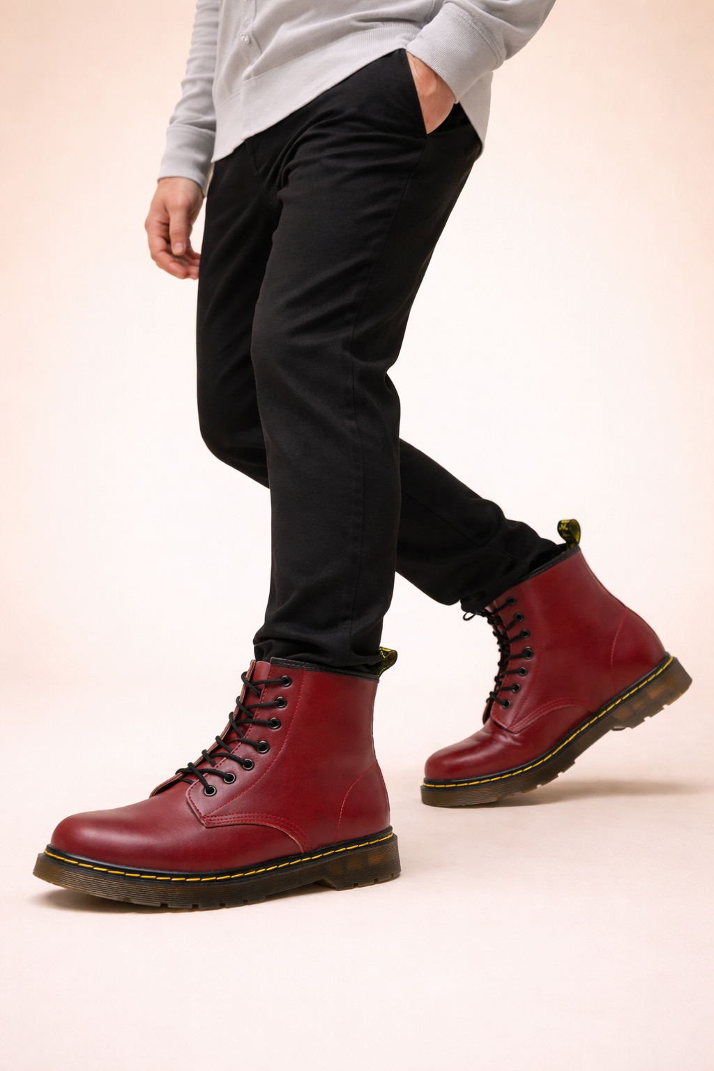 Men's classic combat boots with lace-up design. Stylish, comfortable & durable ankle footwear for rugged urban style.