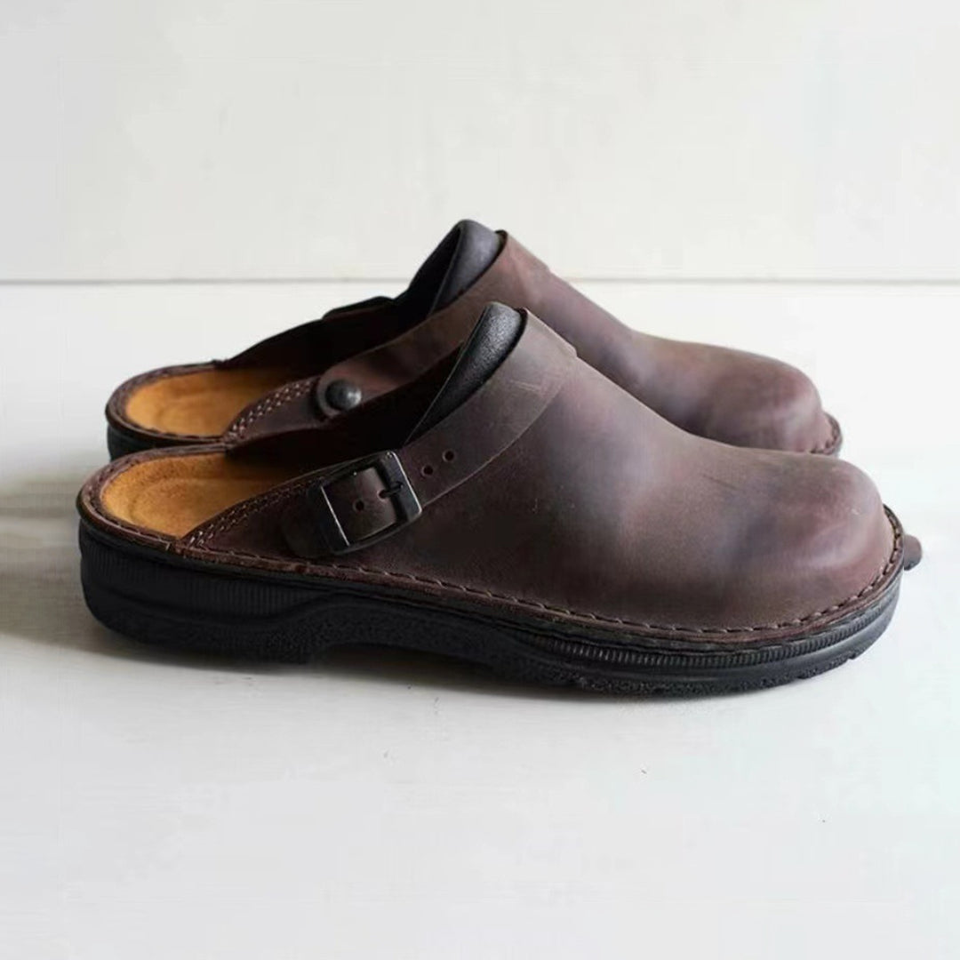 Comfortable men's classic slip-on house slippers, "Victor", perfect for relaxation & ultimate indoor-outdoor wear.