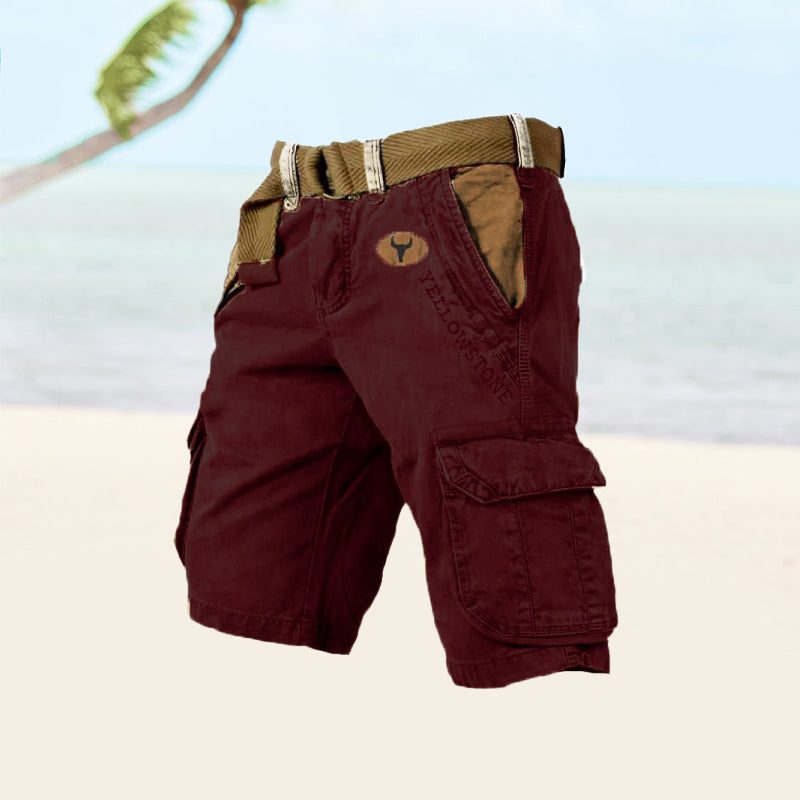 Multifunctional men's cargo shorts featuring ample utility pockets for outdoor adventures.