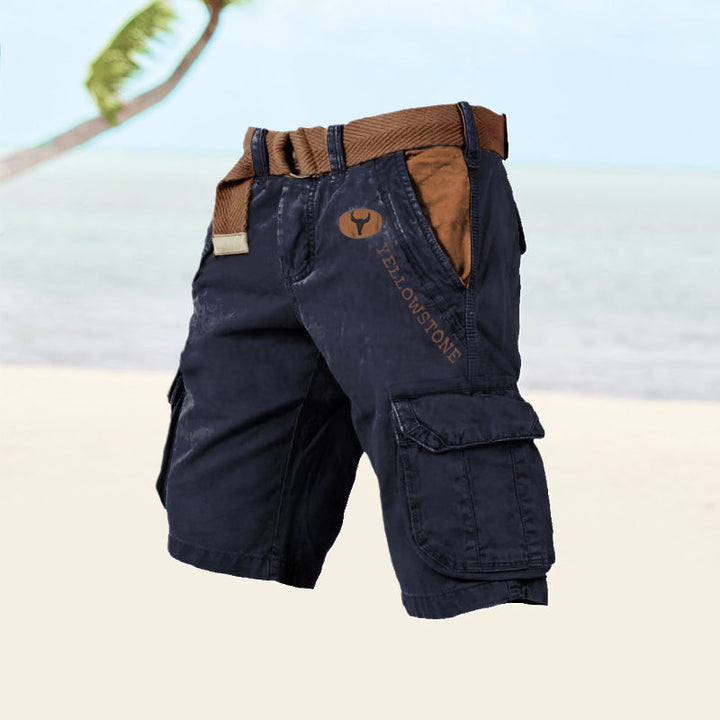 Men's comfortable cargo shorts with practical pockets for travel & daily errands.