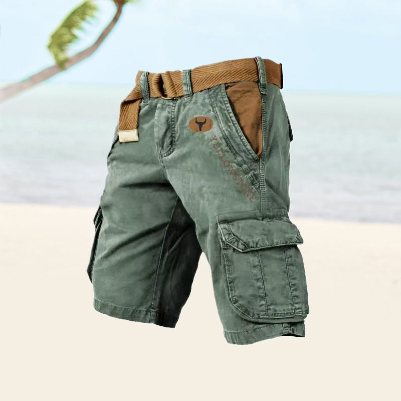 Men's multi-pocket cargo shorts, breathable and robust for all-day wear.