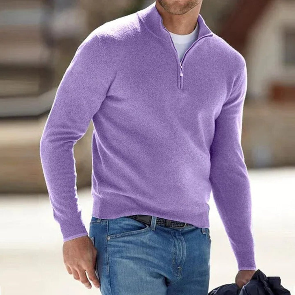 Casual wear men's zipper sweater, a versatile layering piece.