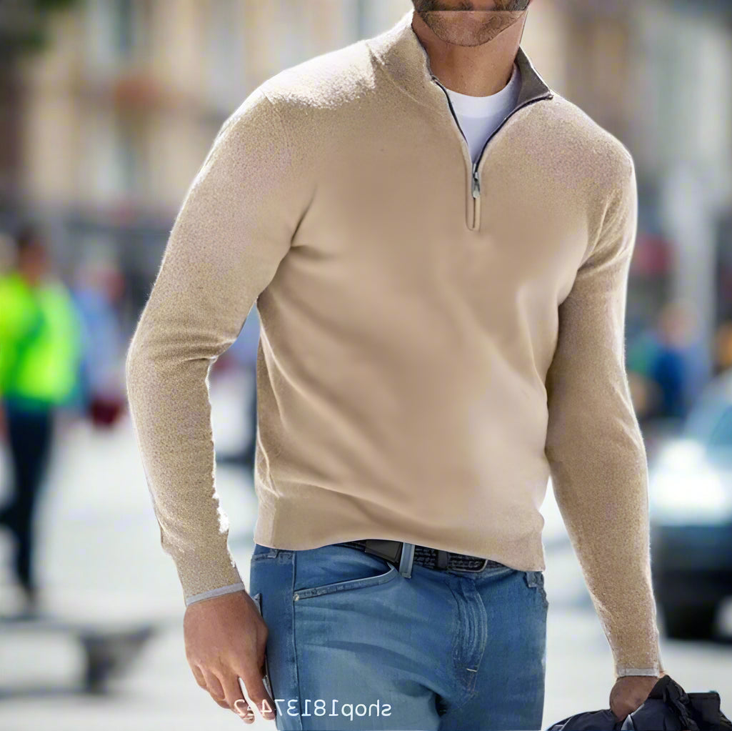 Update your casual wear with this men's all-season zipper sweater.