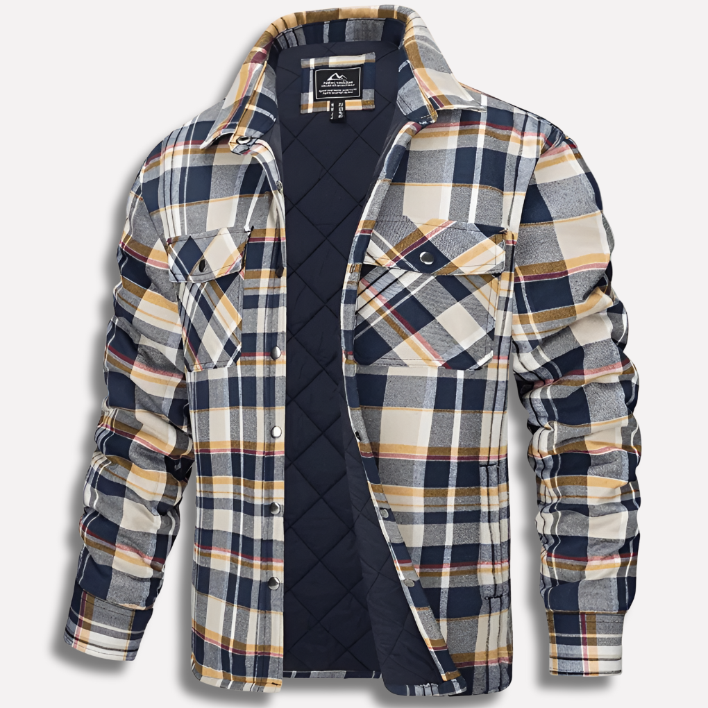 Men's classic red and black plaid flannel lumberjack shirt, perfect for outdoor adventures.