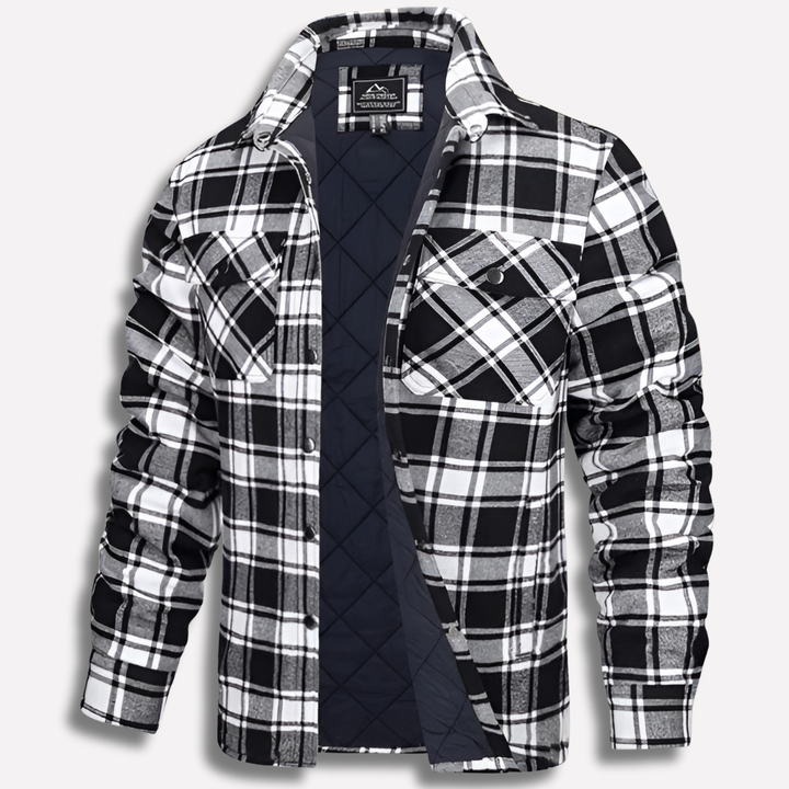 Cozy long-sleeve lumberjack flannel shirt for men, featuring a timeless plaid pattern.
