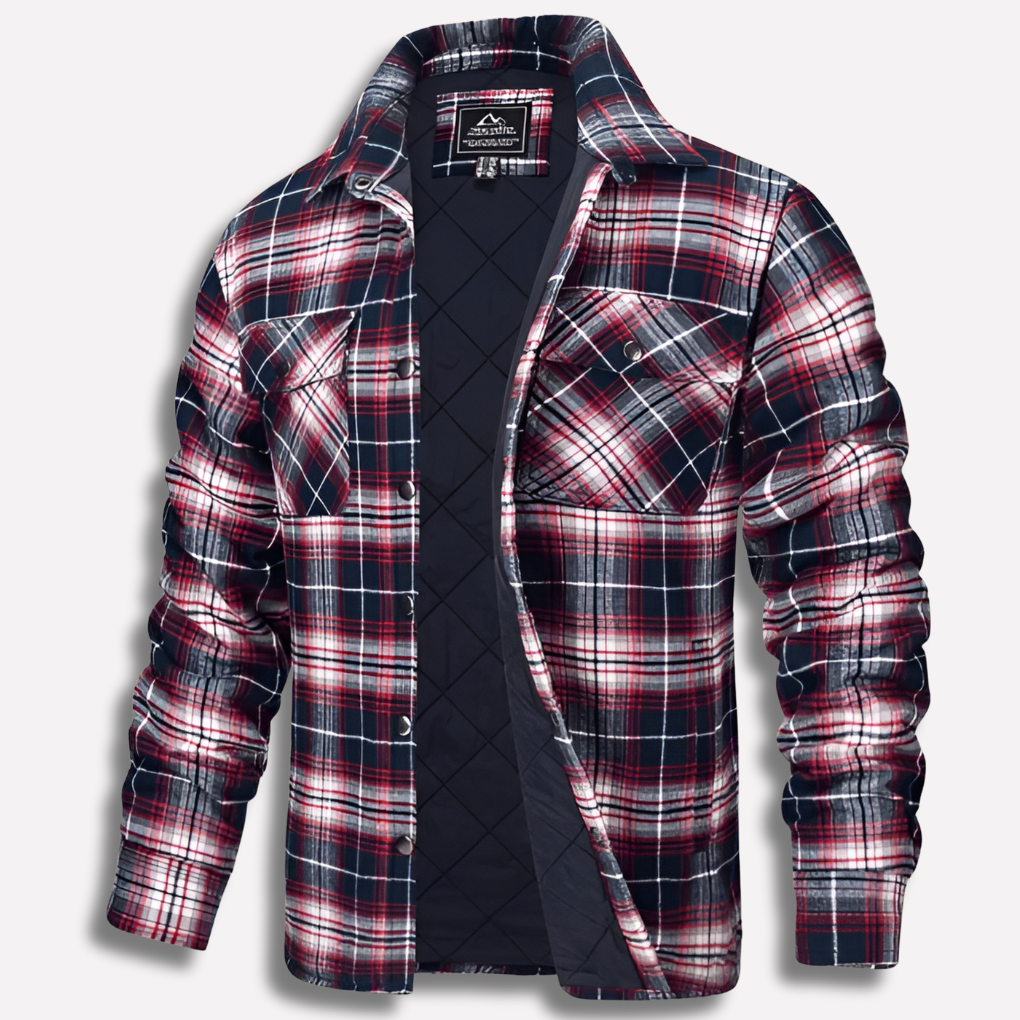 Men's vintage-inspired flannel shirt with a bold plaid print for a rugged, casual look.