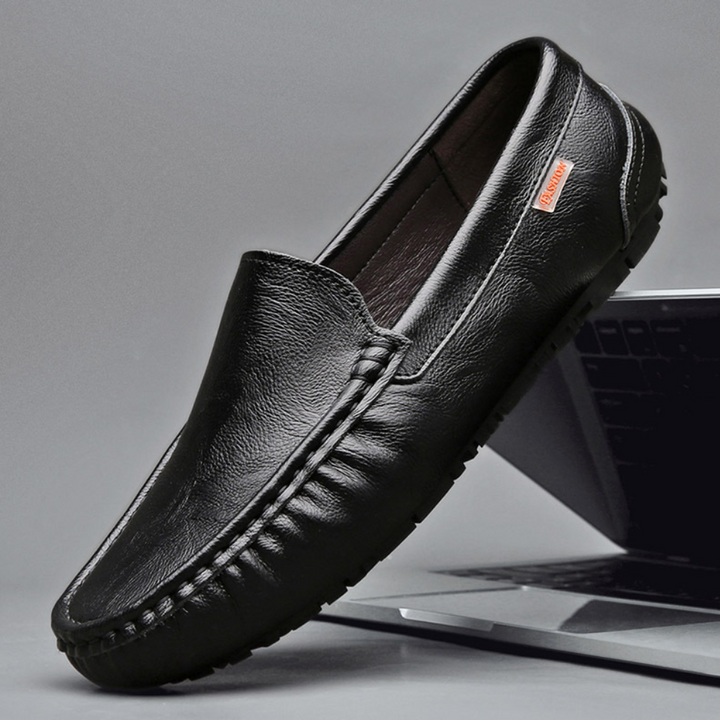 Men's classic slip-on loafers in brown leather for work and casual wear