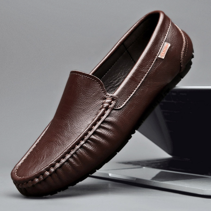 Versatile men's footwear: brown slip-on loafers for all-day comfort
