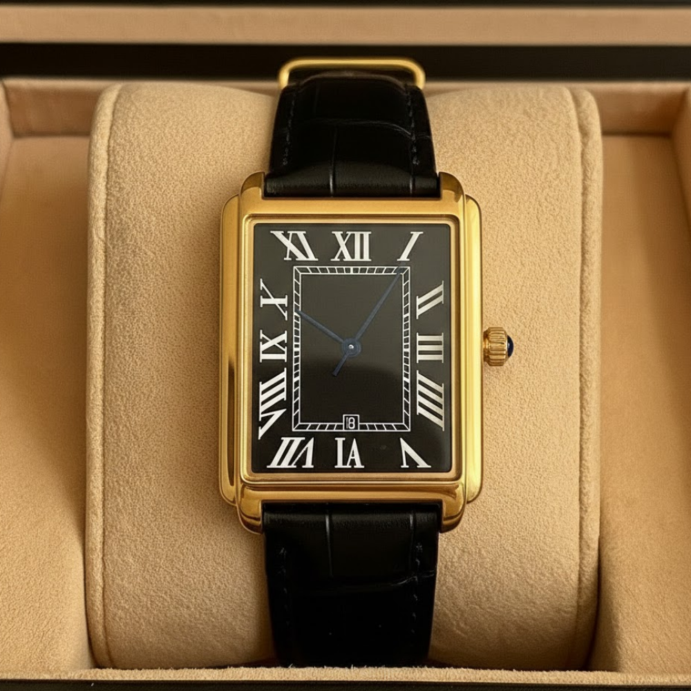 Men's classic square watch - the ultimate retro analog dress accessory