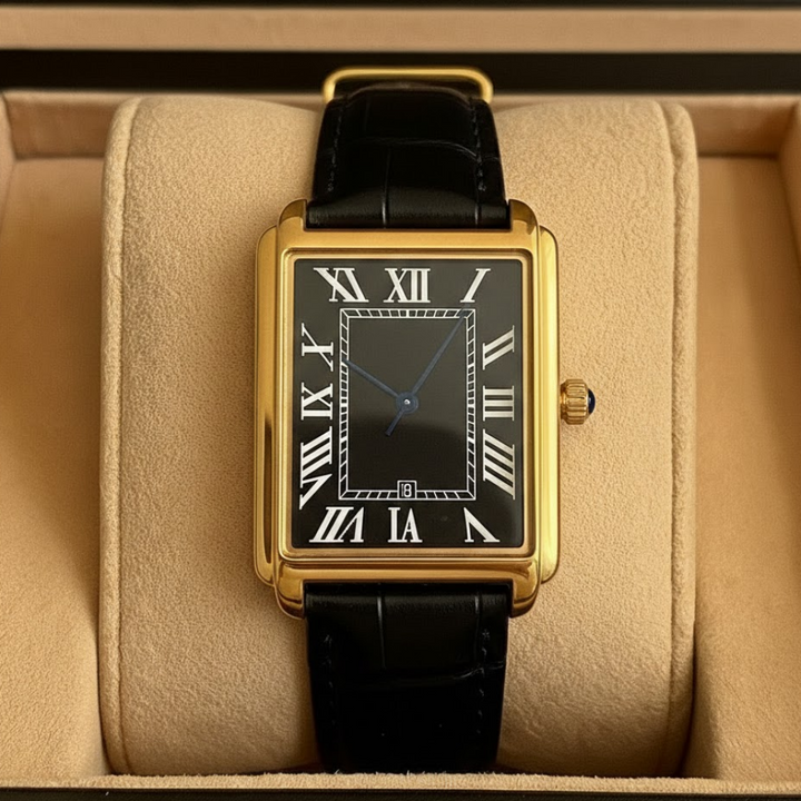 Men's classic square watch - the ultimate retro analog dress accessory