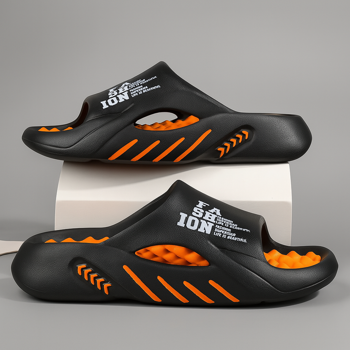 Non-slip men's supportive slide sandals, designed for ultimate comfort and stability.