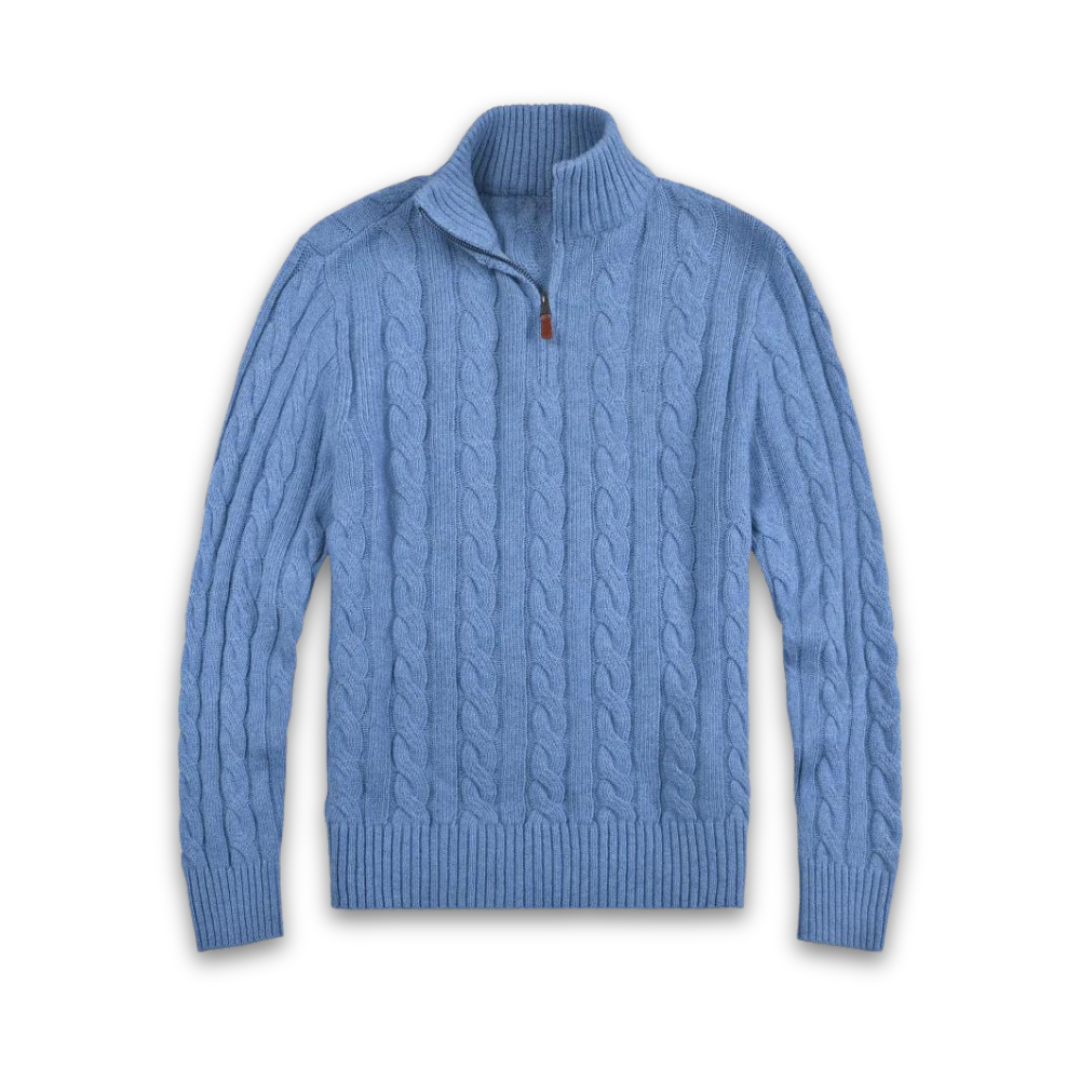 Stylish men's Vincent half-zip sweater, a comfortable long-sleeve top for smart casual versatility.
