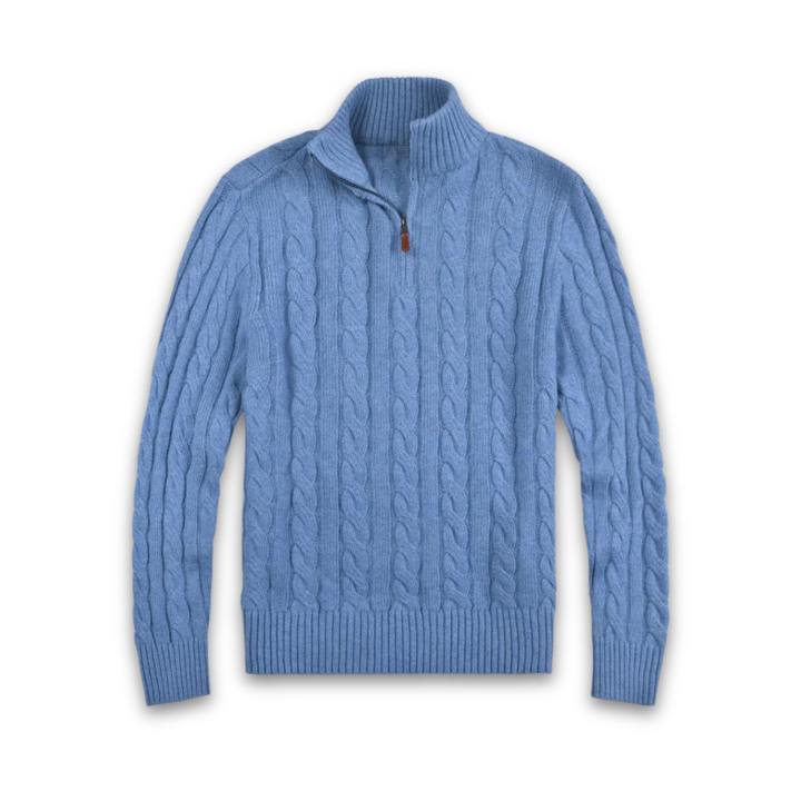 Stylish men's Vincent half-zip sweater, a comfortable long-sleeve top for smart casual versatility.