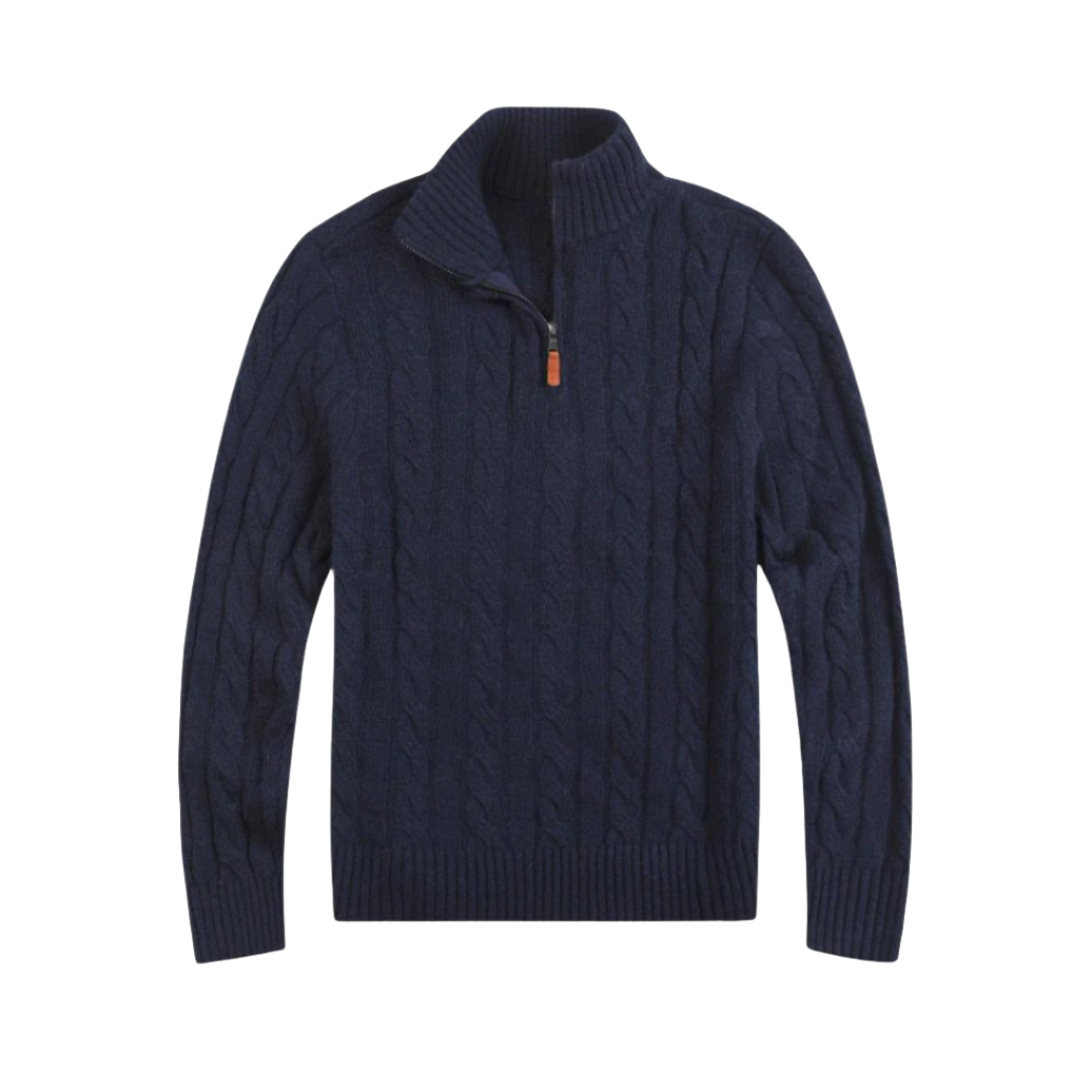 Modern men's half-zip sweater, Vincent model, for a comfortable & versatile smart casual look.