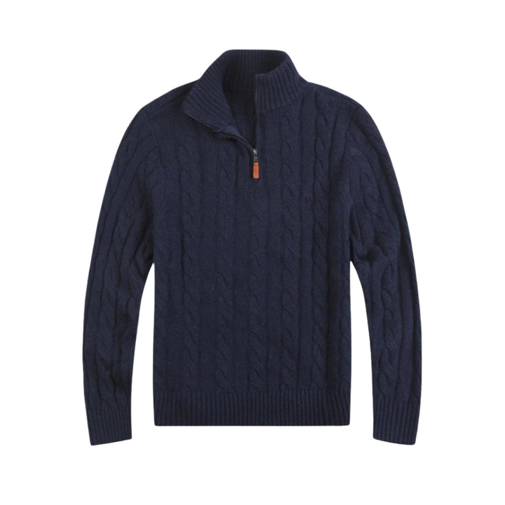 Modern men's half-zip sweater, Vincent model, for a comfortable & versatile smart casual look.