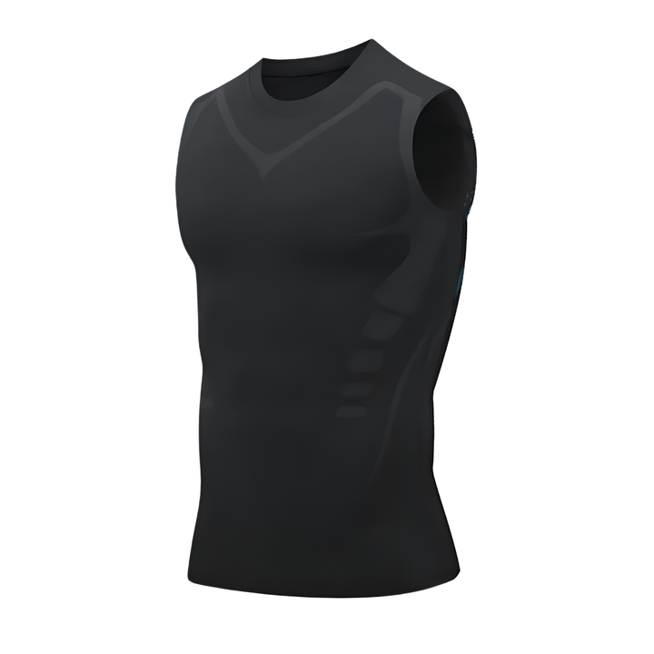 Invisible men's compression undershirt for improved posture, chest support & core shaping.