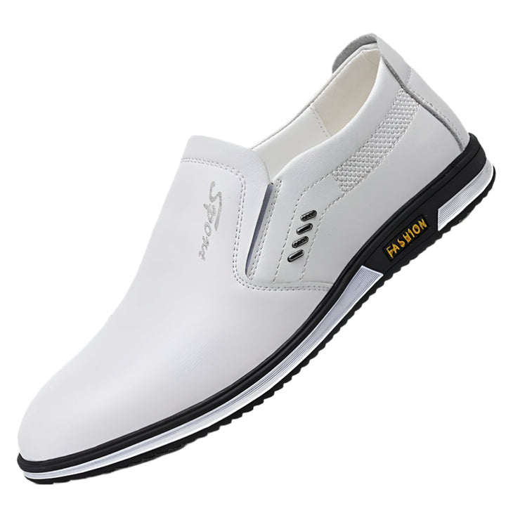 Men's elegant black leather dress shoes for formal wear, office, & stylish casual outfits. Comfortable & versatile fashion.