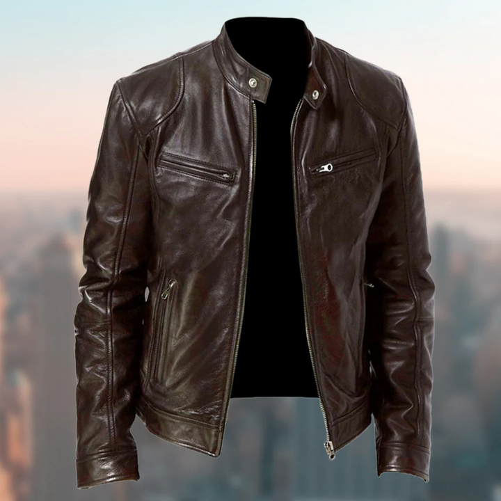 Classic fit men's leather jacket, perfect for stylish everyday wear.