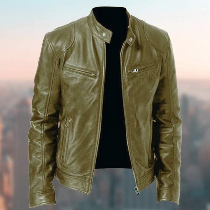 Shop the men's elegant leather jacket: ideal for versatile daily fashion.