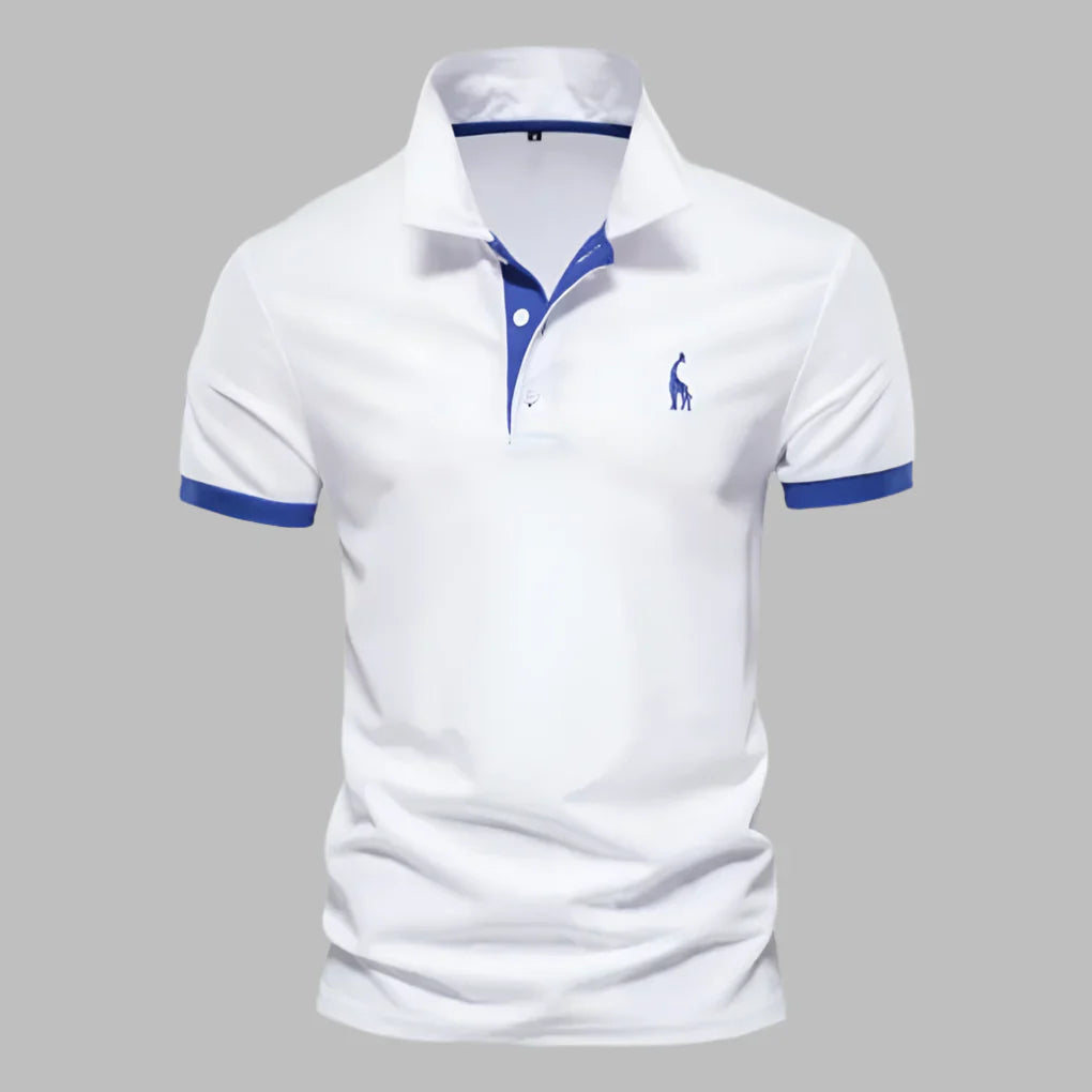 Men's elegant comfort polo shirt for versatile smart casual wear. Short sleeve with button placket.
