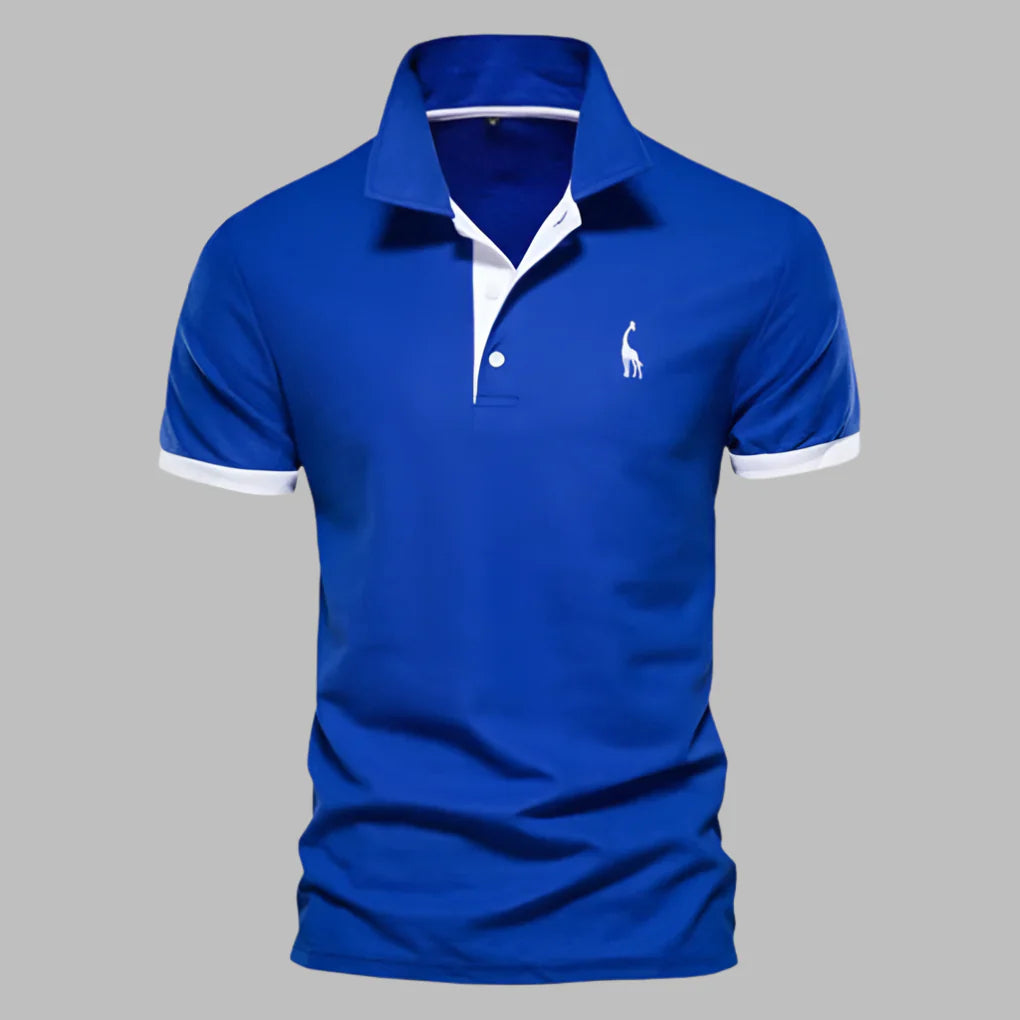 Elegant men's short sleeve polo shirt featuring a button placket, designed for comfort & versatile style.