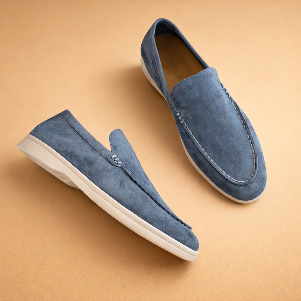 Men's Elio Classic Slip-On Penny Loafers, brown leather. Elegant, versatile, & comfortable for smart casual or business.