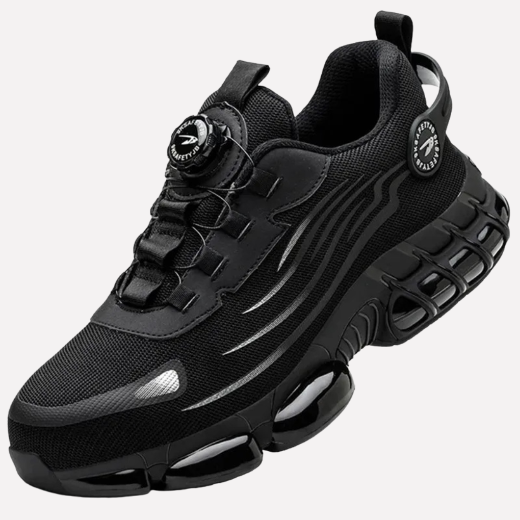 Men's heavy-duty steel toe work safety shoes, slip-resistant industrial boots.