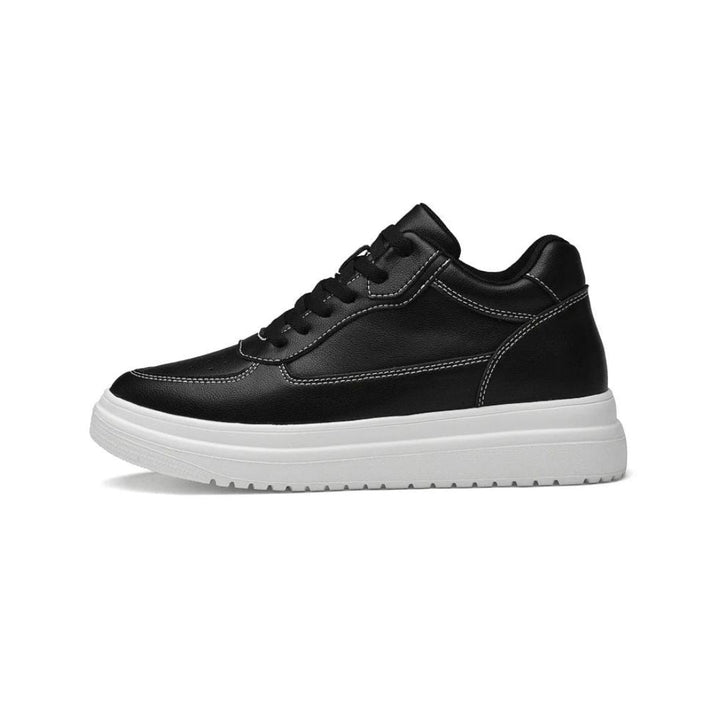 Man wearing stylish, height-increasing sneakers, demonstrating the instant stature boost.