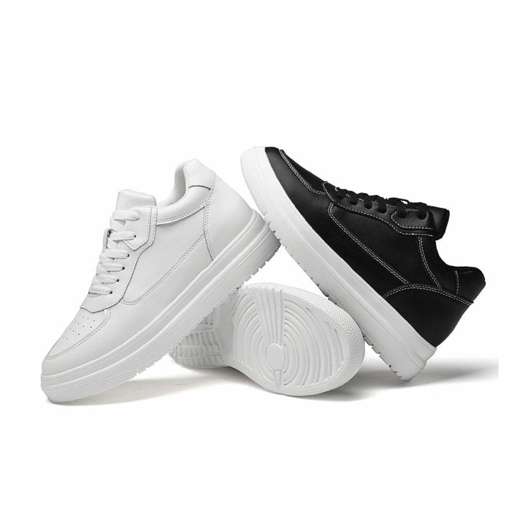 Front view of men's casual sneakers with an invisible height lift, perfect for everyday wear.