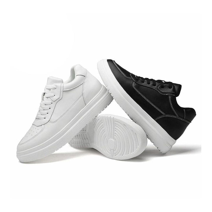 Front view of men's casual sneakers with an invisible height lift, perfect for everyday wear.