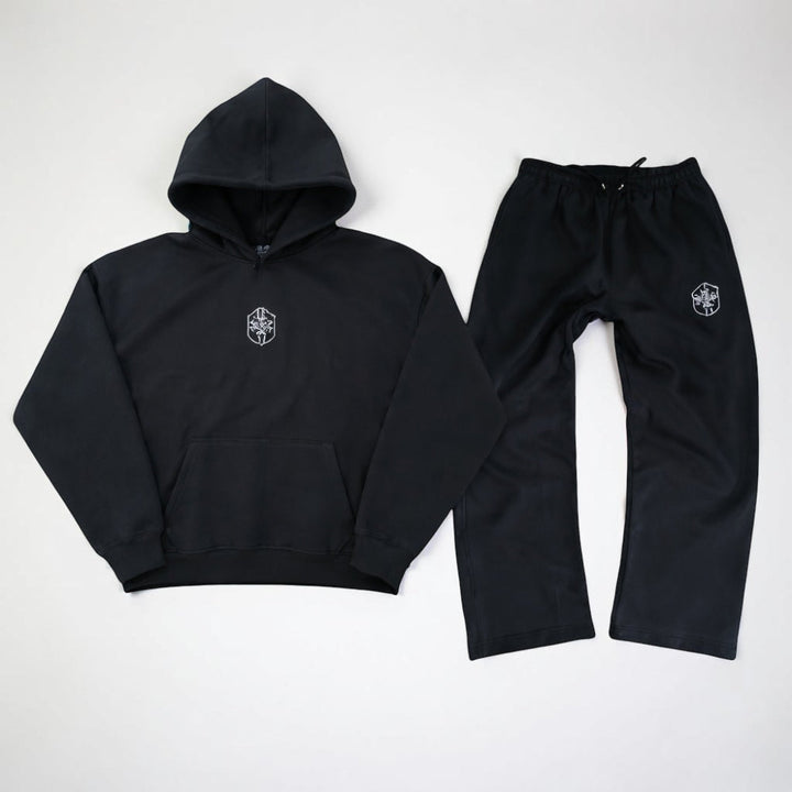 Men's hooded full body tracksuit in navy blue, perfect for cozy sleepwear.