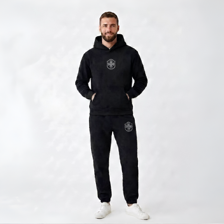 Men's casual full body tracksuit, perfect for staying warm and cozy at home.