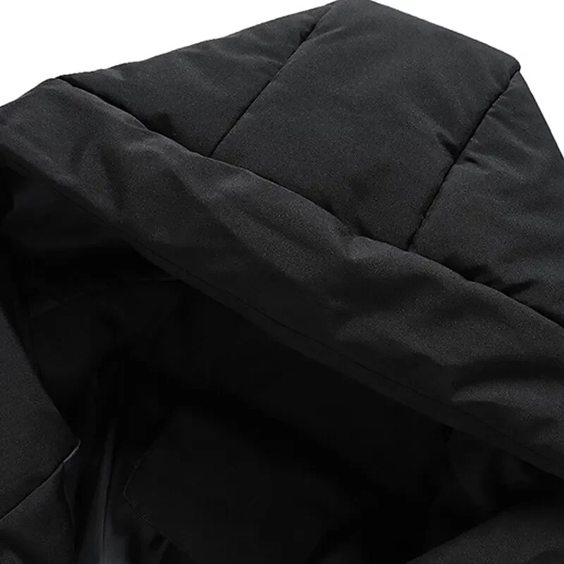 Men's warm, quilted, hooded puffer jacket for cold weather adventures and outdoor style.