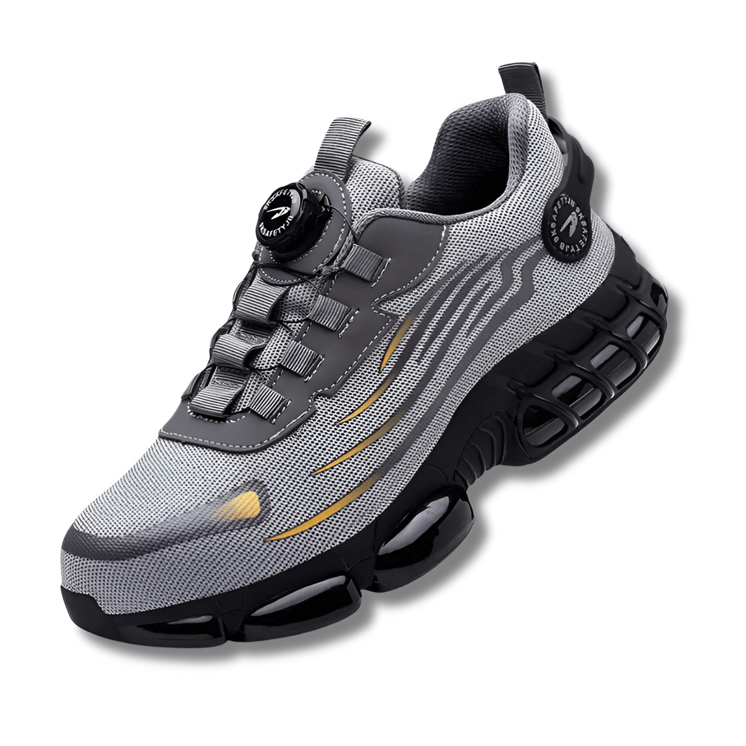 Durable work boots for men, featuring anti-puncture sole and non-slip grip.