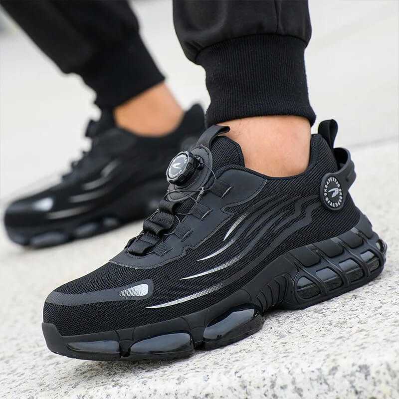 Comfortable protective footwear: Men's safety sneakers designed for tough jobs.