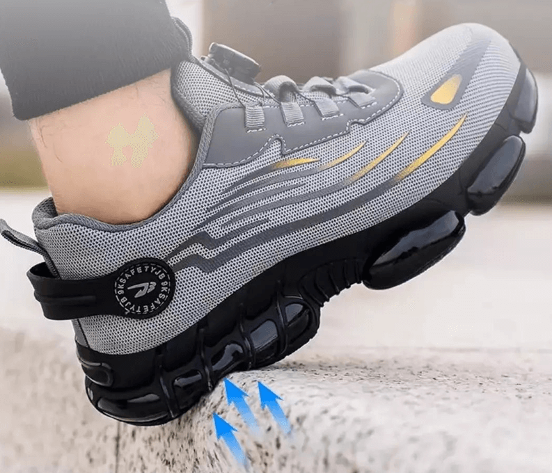 Rugged men's safety sneakers, perfect for construction and industrial work.
