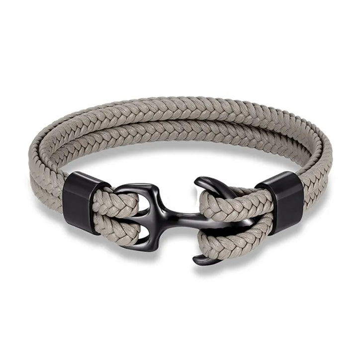 Casual men's anchor leather bracelet, a rugged yet stylish piece of nautical jewelry for him.