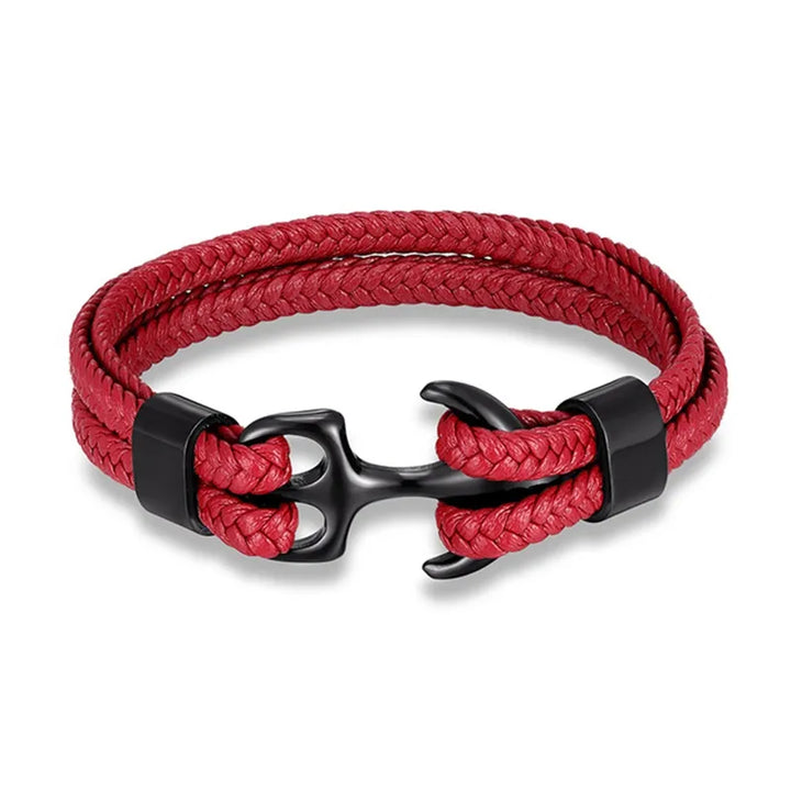 Men's stylish leather bracelet featuring a maritime anchor charm. Perfect for everyday wear.