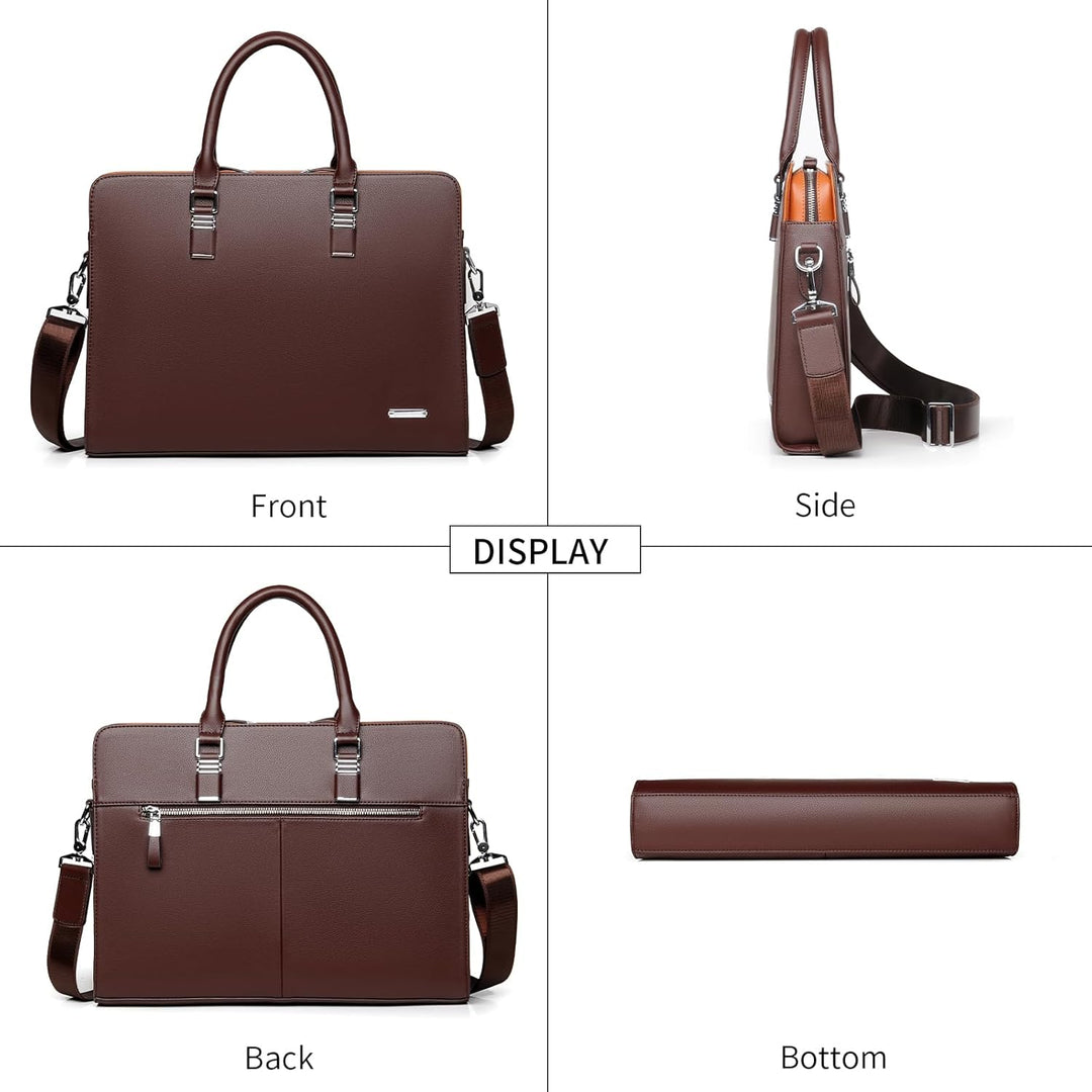 Men's Leather Multi-Compartment Business Briefcase