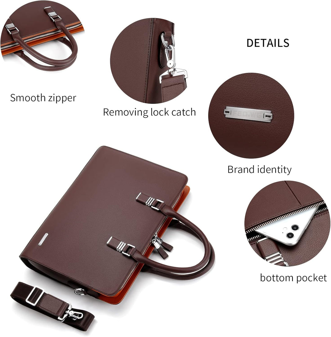 Men's Leather Multi-Compartment Business Briefcase