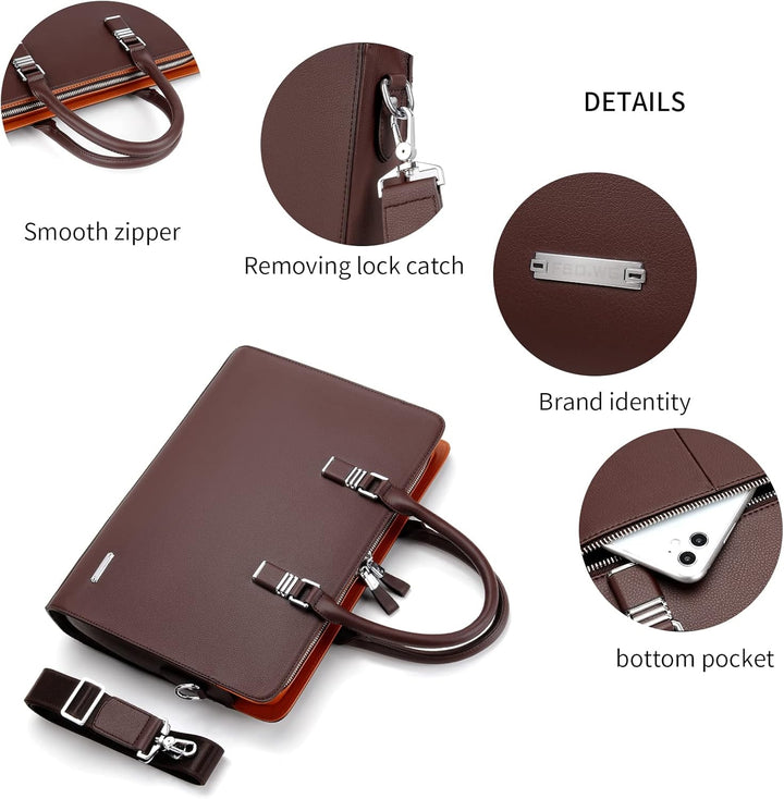 Men's Leather Multi-Compartment Business Briefcase