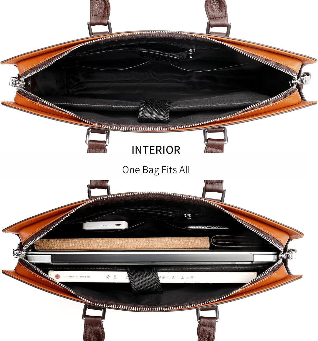 Men's Leather Multi-Compartment Business Briefcase