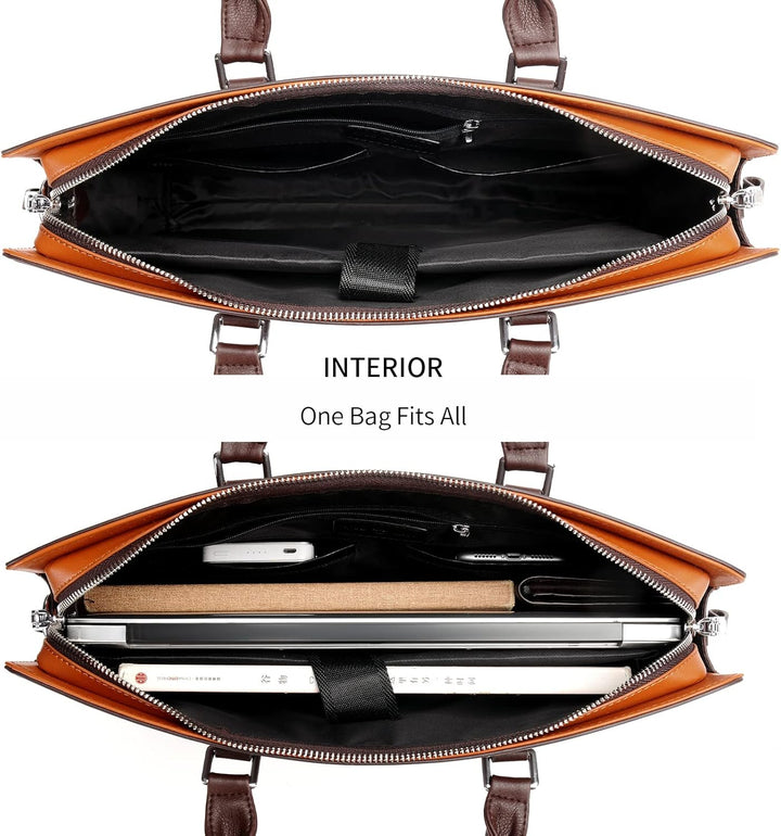 Men's Leather Multi-Compartment Business Briefcase