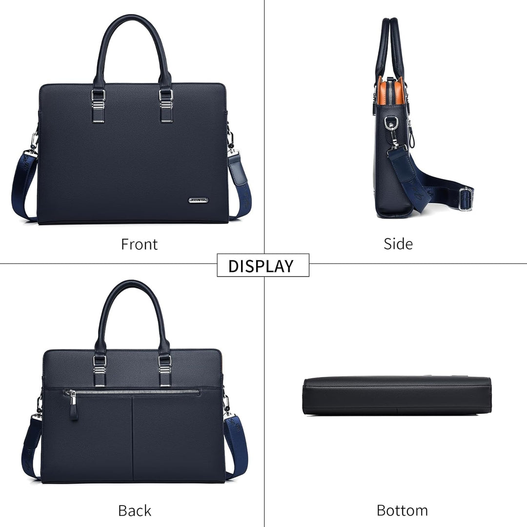 Men's Leather Multi-Compartment Business Briefcase