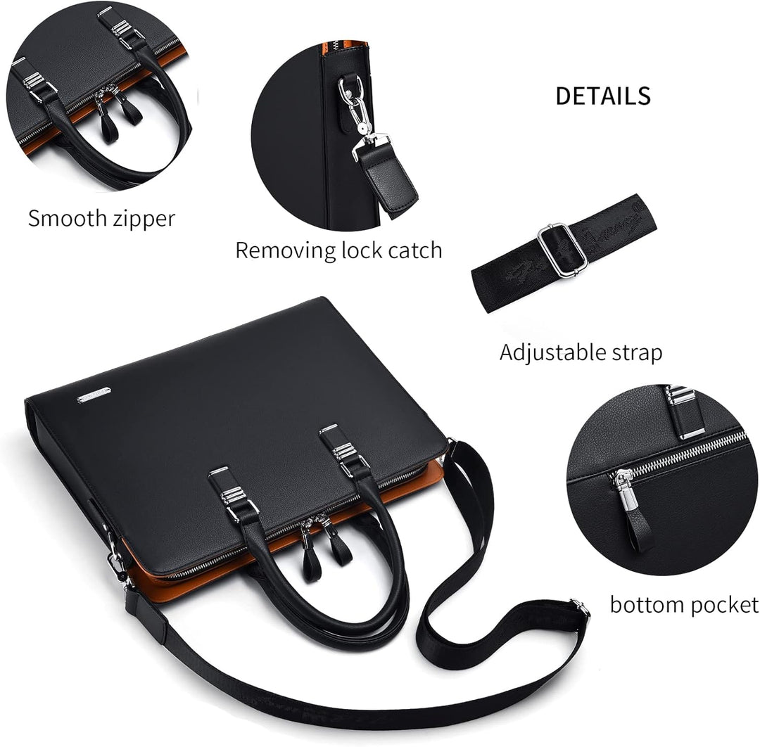 Men's Leather Multi-Compartment Business Briefcase