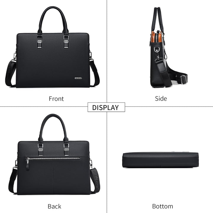 Men's Leather Multi-Compartment Business Briefcase