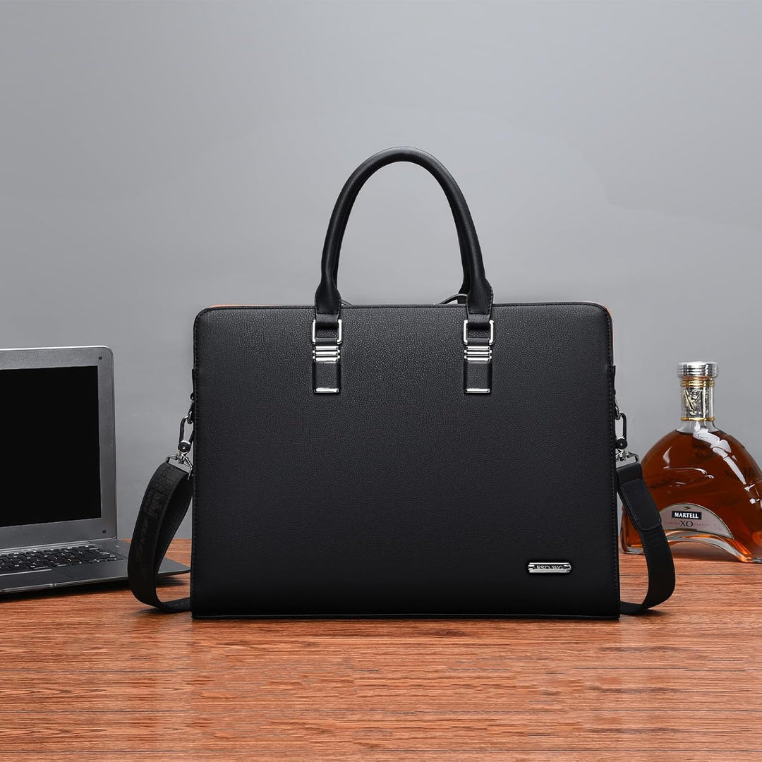Men's Leather Multi-Compartment Business Briefcase